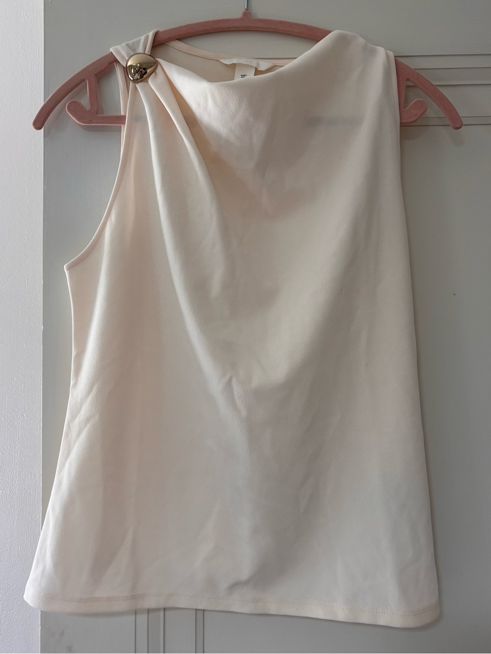 H&M Cream One-Shoulder Tank with Gold Button